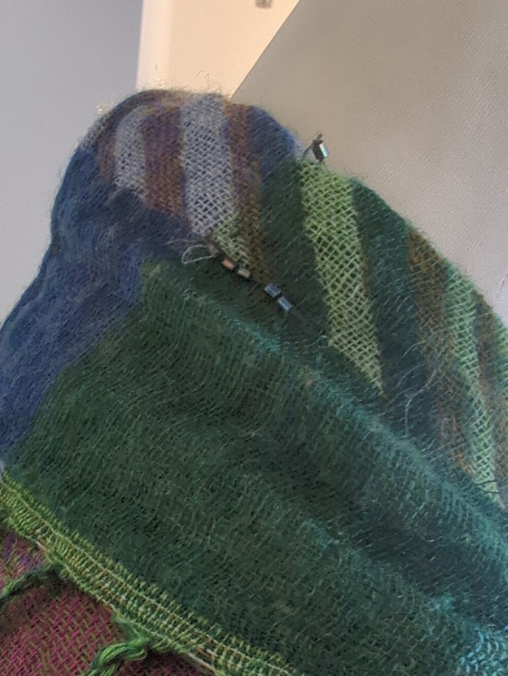 Anu by Natural 100% Wool Paisley Patchwork Beaded Boho Draped Vest Green Blue XL - Picture 12 of 16